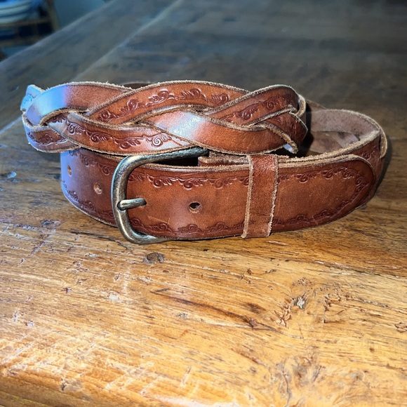 J. Crew Braided and Embossed Brown Leather Belt. - Picture 10 of 10